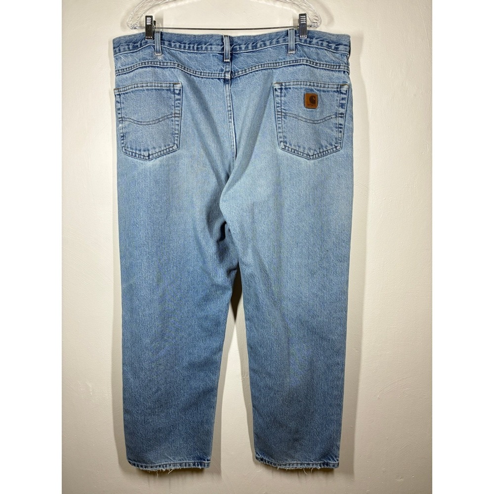 Carhartt Relaxed Fit Light Wash Denim Jeans Mens 40x30 Chore Thrashed Workwear